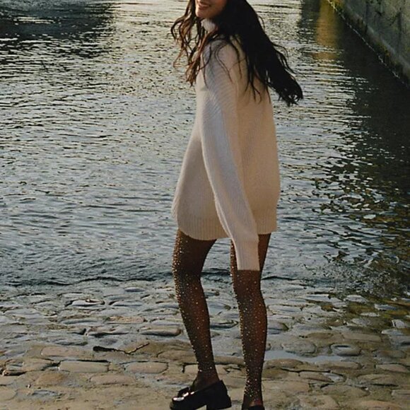 NEW Sizes S, M, L, XL Gem Fishnet Tights - Black, by Anthropologie - Picture 3 of 5